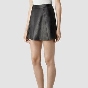 AllSaints Sens Leather Mini Zipper Skirt - US 8